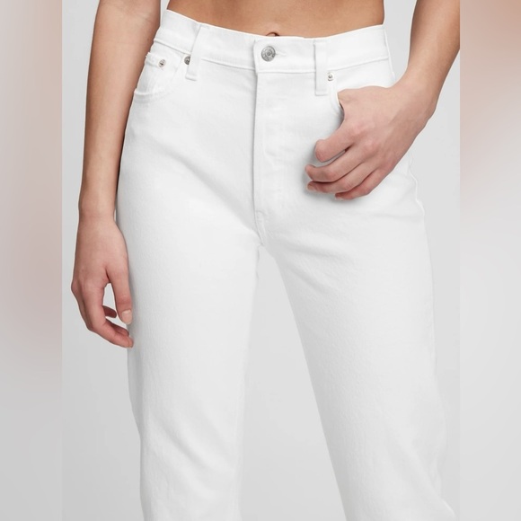 NWT GAP Women's high rise cheeky straight Jeans in optic white size 27/4 tall - Picture 3 of 10